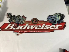 Vintage 1997 Budweiser Louie the Lizard Plastic Advertising Sign 12” X 32”
