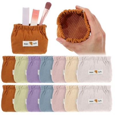 14 Pack Corduroy Makeup Bags, Elastic Squeeze Open Mini Cosmetic Pouches, Sma...