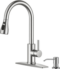 Kitchen Faucet with Soap Dispenser,Brushed Nickel, Single Handle Stainless Steel