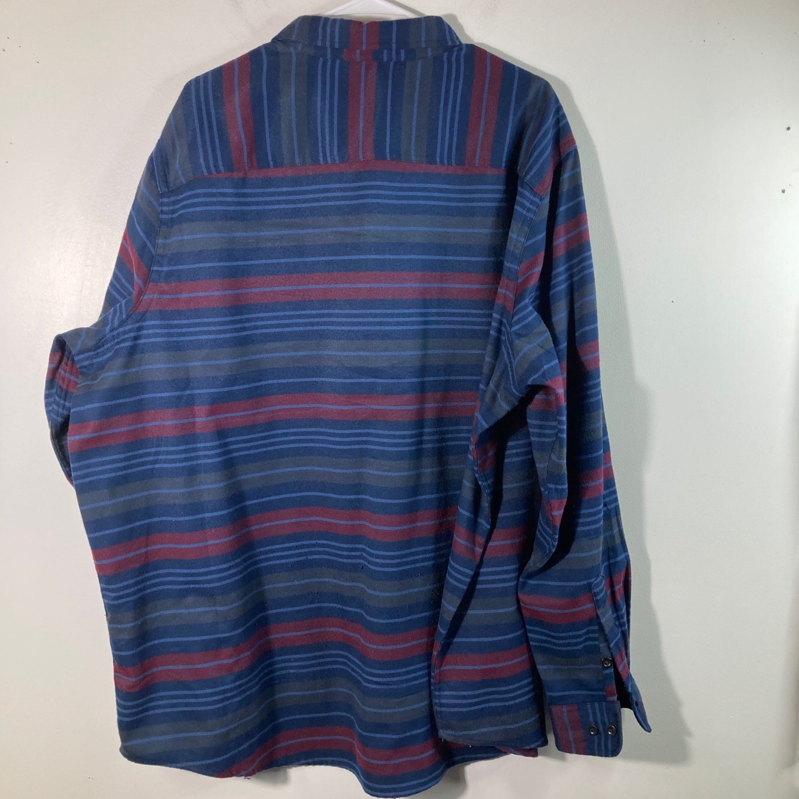 George Blue Stripe Flannel Shirt Long Sleeve Button Up Pocket Men's 3XL image 2