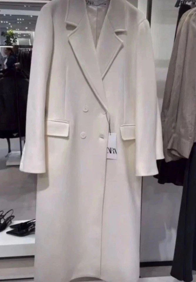 ZARA ZW COLLECTION TAILORED WOOL BLEND COAT WHITE FW24/25 Size XL REF. 9047/632 - Image 2 of 4