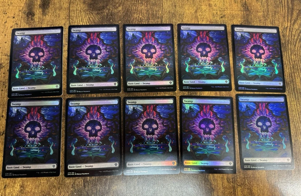 50x FOIL Stained Glass Lands Dominaria U DMU MTG 10/ea Basics Pack Fresh - Image 4 of 4