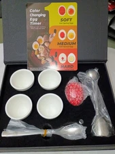 Kail Jamins 4 Egg Cups And Spoons Timer Cracker Topper Set Soft Boiled Eggs