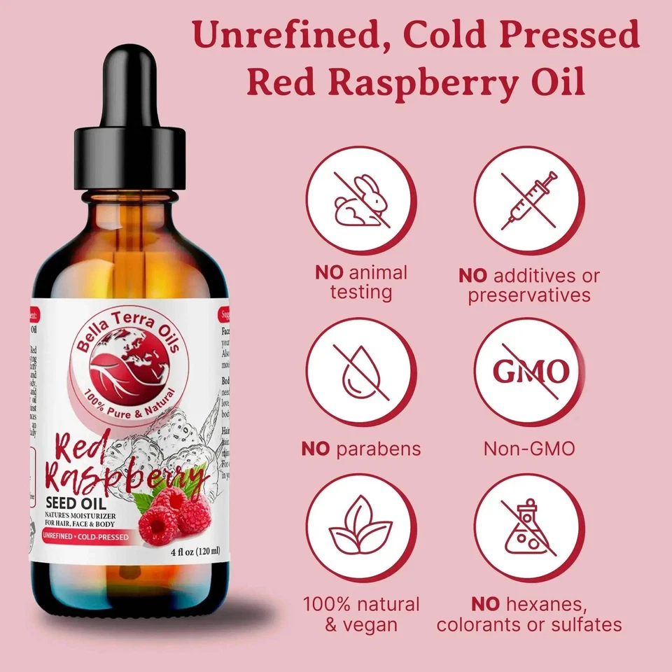 Organic Cold-Pressed Red Raspberry Seed Oil 100% Pure Skin Hair SPF Moisturizer - Image 3 of 4