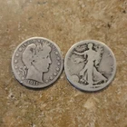 1911 Barber Half Dollar & 1918 Walking Liberty Dollar Silver US Coin Lot
