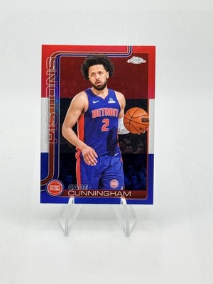 2025-26 Topps Chrome Cade Cunningham #88 Red White and Blue Refractor Pistons