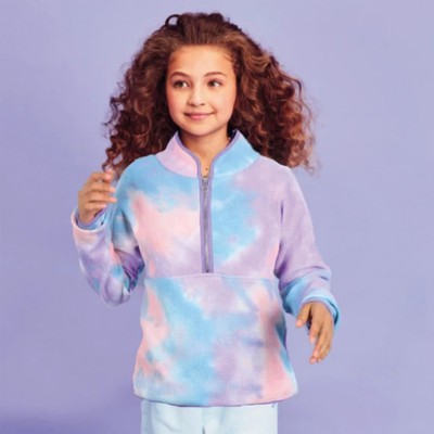 iScream $45 Bubble Gum Pastel Tie Dye Waffle Knit Fleece Sweatshirt L 14 NWT
