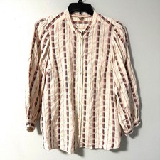 Pilcro Anthropologie Cream Multi Color Striped Textured Embroidered Blouse XL