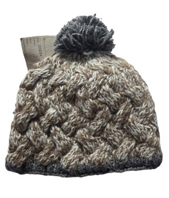 The Collection Royal Handmade Lined Knit Ski Hat Gray & Light Brown NWT