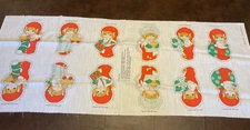VTG Springs Mills Christmas Cut & Sew Fabric Panel (6) 6" Ornaments PIXIE ELF