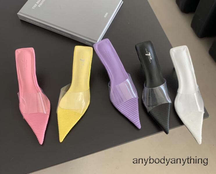 PANTOFOLA D’ORO Pantofole donna moda estate punta aperta in PVC trasparente gattino tacchi medi sandali spiaggia