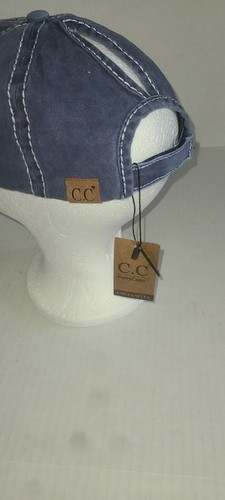 Beach Crazy Hat NWOT Adjustable Strapback Ponytail Denium Look By Girlie Girl - Picture 5 of 7