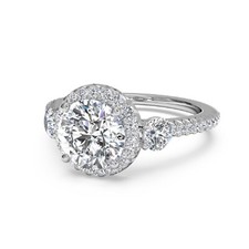 1.30 Ct Round Cut Real Moissanite Engagement Ring 14K Solid White Gold Size 7 8