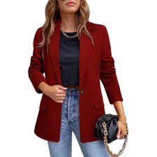 Women Business Jackets Long Sleeve Blazer Ladies Open Front Work Casual plain uk
