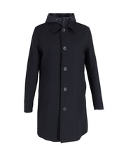 Herno Car Coat With Hooded Jacket Gilet In Black Wool Intxl