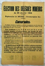 Election Poster of Minors 1954 Decize Ni&egrave;vre Union CGTFO CFTC