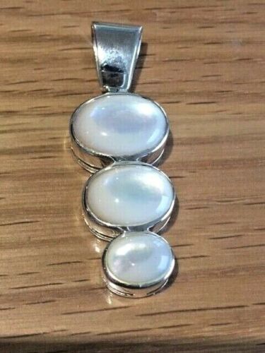 Pendant - white mother-of-pearl - silver - 925/1000 - NEW * - Picture 1 of 5