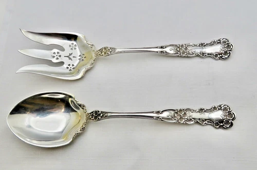 Gorham Buttercup  Large Salad Serving Set  Sterling Silver   Old  Marks