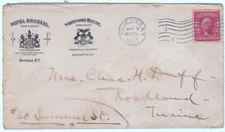 Hotel Broezel Whitcomb House Rochester NY 1907 Fancy Cancel Postal Cover~703AG