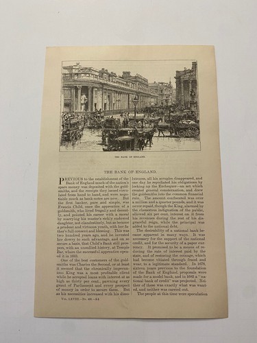 The Bank of England View of Threadneedle Street London c. 1883 Print