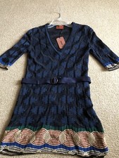 New Missoni Ladiesv-neckknittop Withtag,athentic,size42,colornavy.made In Italy.