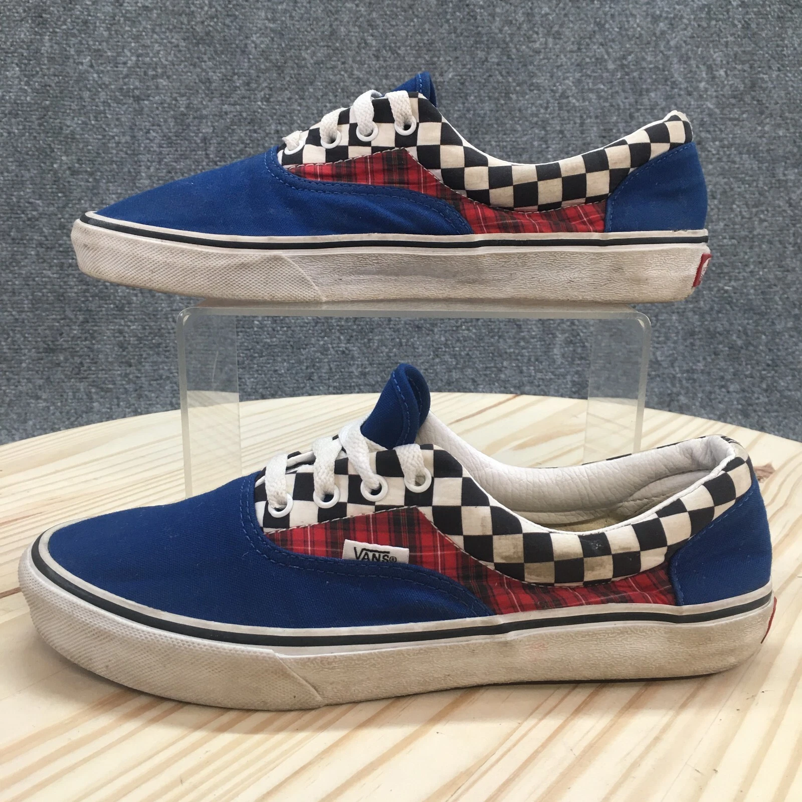 Scarpe Vans Bambini 7 Era Sneakers Scacchiera Quadrati Blu Lacciate Top Basso 721454