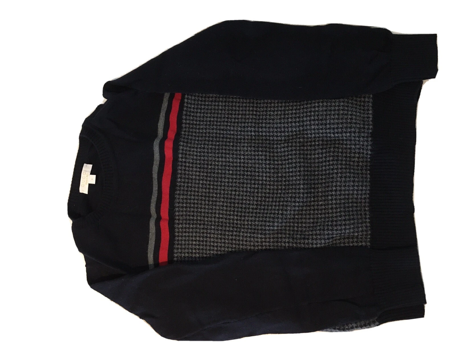 Pull Gucci garçon gris/noir à rayures rouges neuf avec étiquettes taille 4