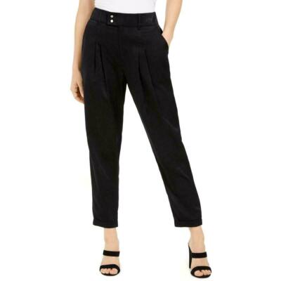 Bar III Women's Black Cuffed Double Pleat Workwear Pants with Pockets Size:12 | eBay
