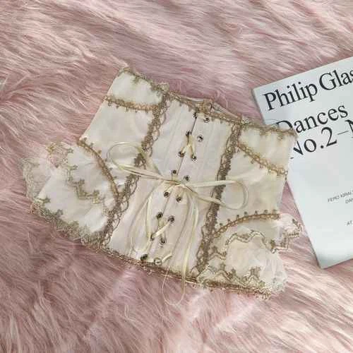 Corsé Corto de Acero Huesos Floral Encaje Boda Corte Princesa Sexy Juegos con disfraces Lolita Foto 2 de 4