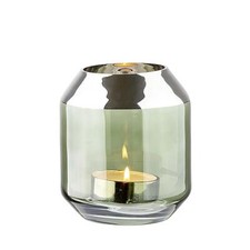 FINK Teelichthalter Windlicht Kerzenhalter aus Glas Smilla Dunklegrün 14 cm