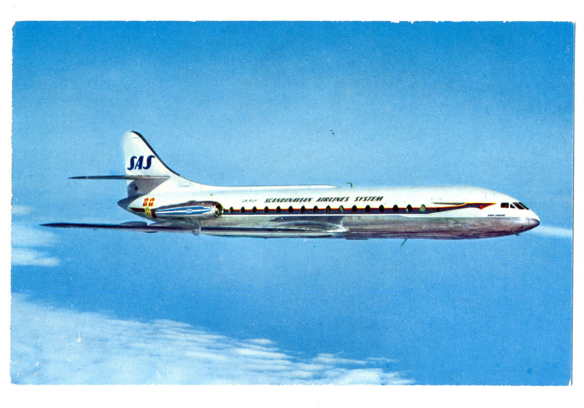 1950s SAS Scandinavian Airlines Issued Caravelle Jetliner Postcard