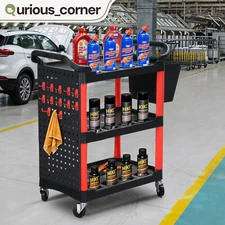 Heavy Duty Auto Detailing Cart Car Wash Tool Organizer Trolley w/ Hooks & Bucket