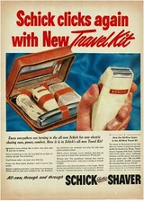 1949 SCHICK Super Electric Shaver travel kit Vintage Print Ad