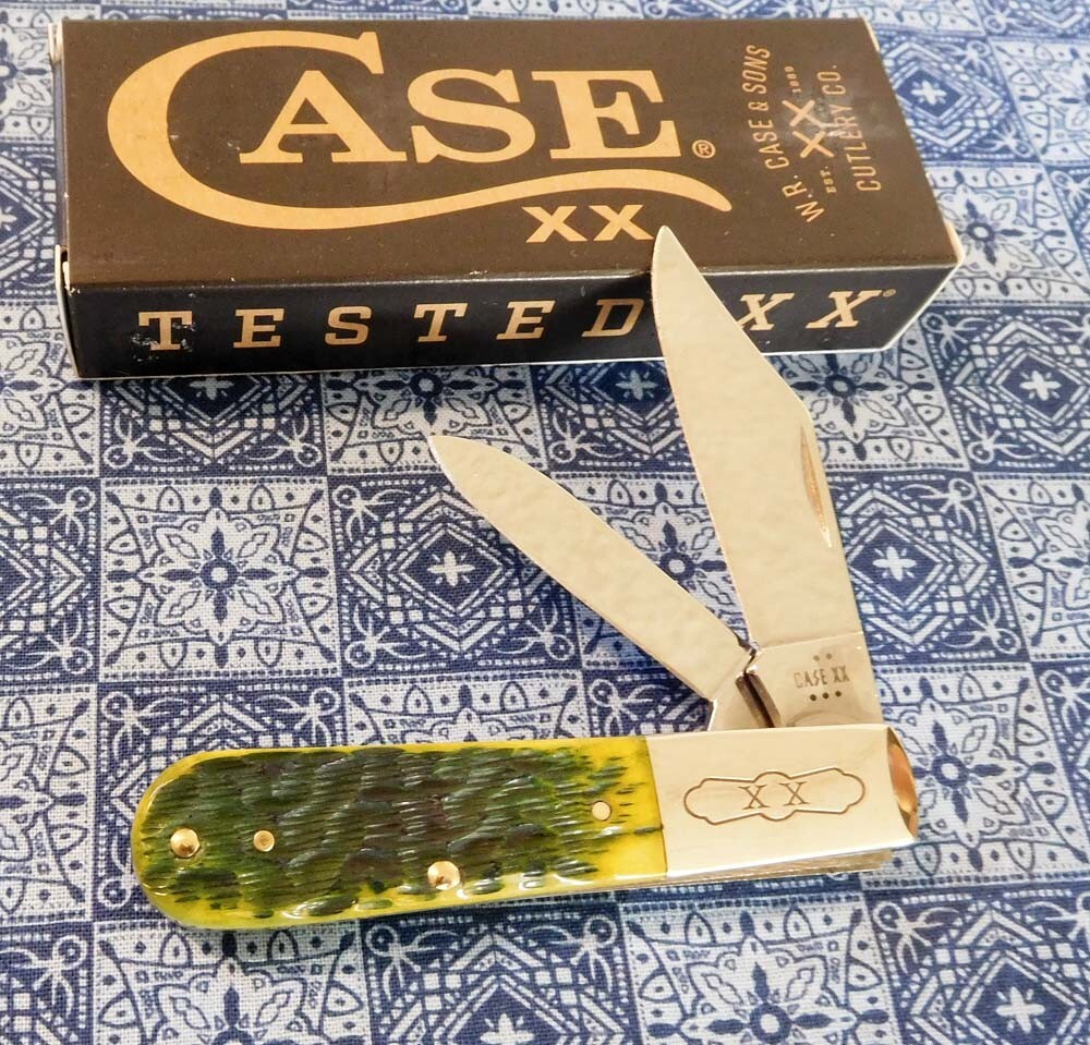 CASE XX New 27865 Green Apple Jigged Bone Handle 2 Blade Barlow