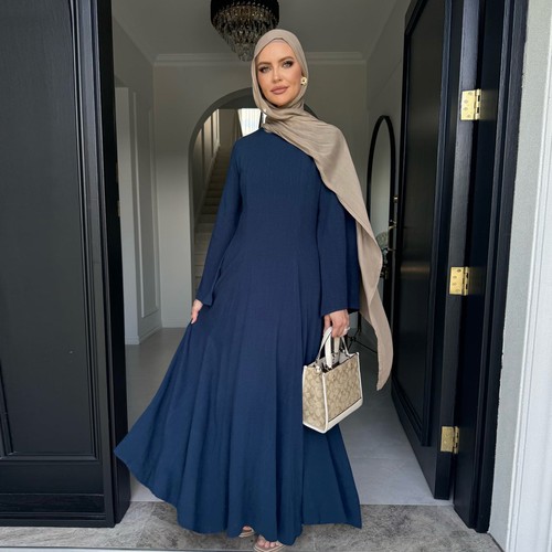 Muslim Dubai Bandage Waist Robe Abaya Long Sleeve Ramadan Women Maxi Dress - Picture 31 of 34