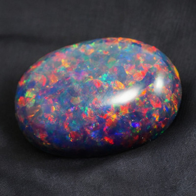 AAA+ Black Fire Opal Cabochon 20x14 mm, 6.12 Cts Vivid Loose Gemstone