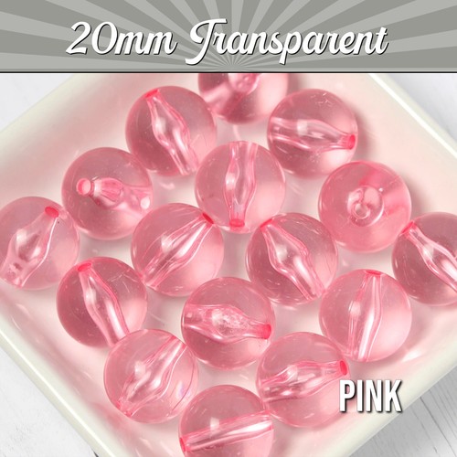 Cuentas de goma gruesas transparentes rosadas de 20 mm, 20 cuentas por paquete, cuentas de chicle - Imagen 7 de 10
