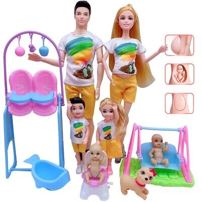 Barbie Happy Family Pregnant Mom Midge Doll Set - Dad, Girl, and Baby Toys  for