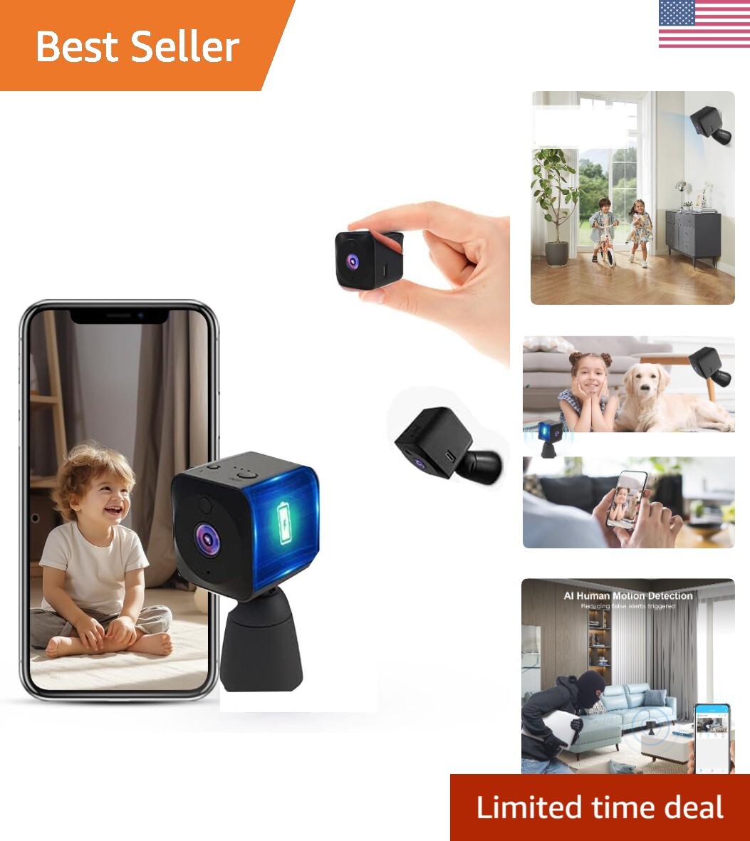 Mini Home Secuirty Camera 4K Indoor Camera Night Vision WiFi Pet Camera Wirel...-image