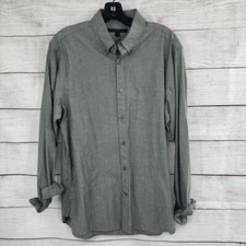 John Varvatos Gray Cotton Button Down Shirt Cross Pattern Long Sleeve Casual M
