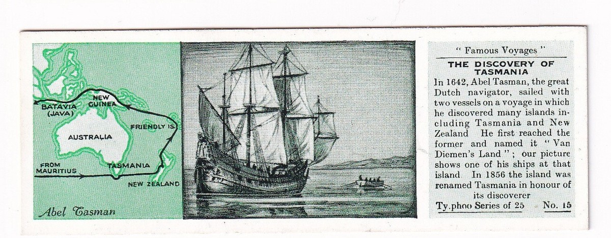Vintage 1934 Sea Voyage Card ABEL TASMAN The Discovery of Tasmania