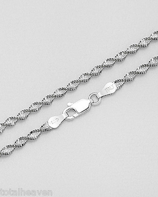 Solid Sterling Silver Black Rhodium Twisted Rope Chain 18'' Long 2.7mm  5.48g