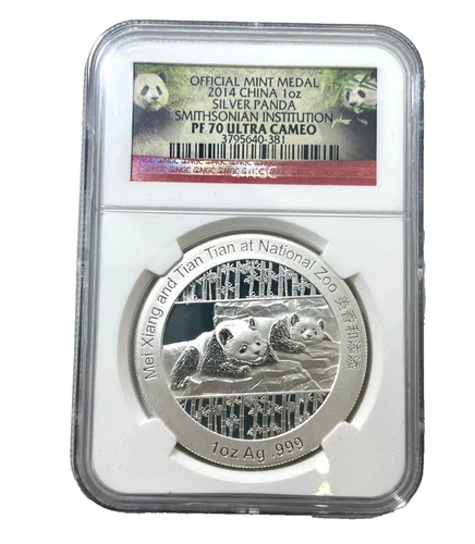 China .999 Silver 1oz Panda NGC PF70 Ultra Cameo Coin, Smithsonian Inst. 381