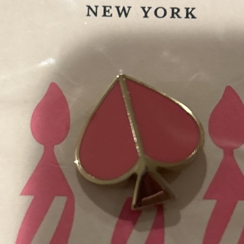 New In Package Kate Spade Birthday Love Pink Enamel Heart Lapel Pin With Pouch - Picture 6 of 7