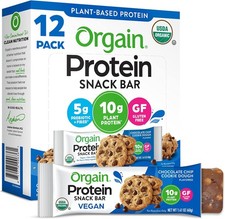Organic Vegan 10g Protein Bars, Chocolate Chip Cookie Dough, 12 Pk Plant-based
