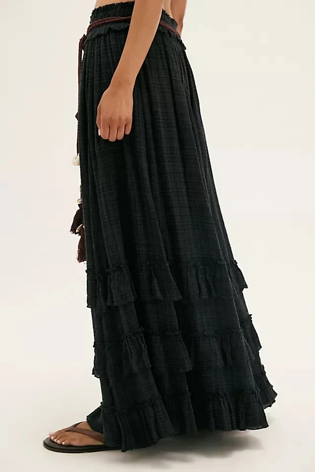 Maxi falda Free People FP One Brynn con volantes en capas tiro medio XL Foto 2 de 4