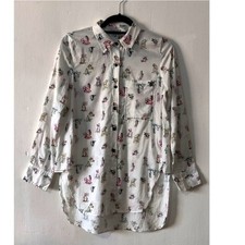 Camisa estampada Kosiuko novedad para mujer con botones talla pequeña blanca