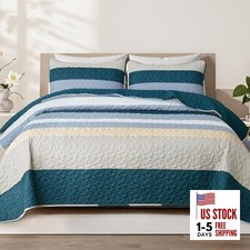 Full Queen Size Quilt Set - Reversible Blue Quilts Queen Queen 96"x90" Navy