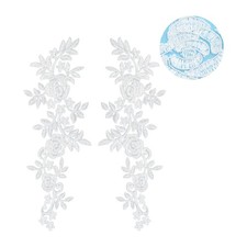 1Pairs Corded Applique Embroidery Flower Leaf Lace Fabric Collar Patch Dress DIY