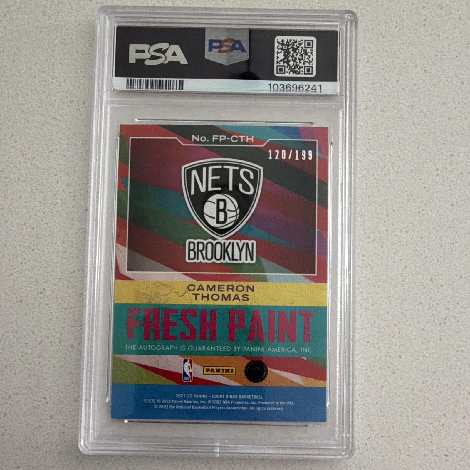 Panini 2021-22 Court Kings Cameron Thomas RC Fresh Paint Auto PSA 8/10 /199 view 4